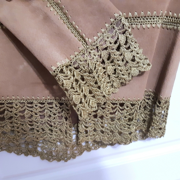 Vintage Costa Blanca Tan Suede Fringe Leather Jacket Size M - Picture 7 of 9